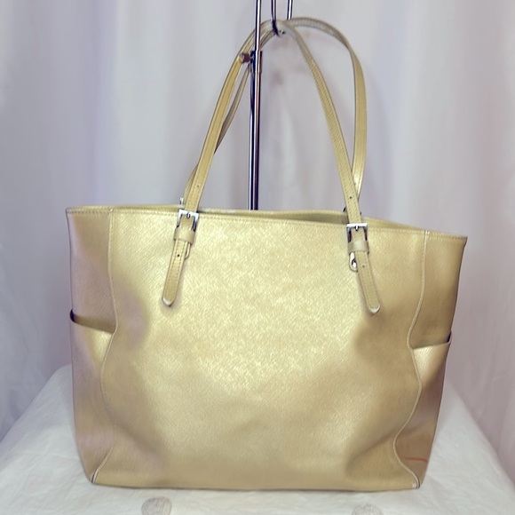 LANCASTER gold staffing leather Intemporal Large shoulder tote. - Picture 6 of 15